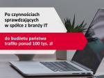 laptop, obok napis: po czynnościach sprawdzających w spółce z branży IT do budżetu państwa trafiło ponad 100 tyś. zł.